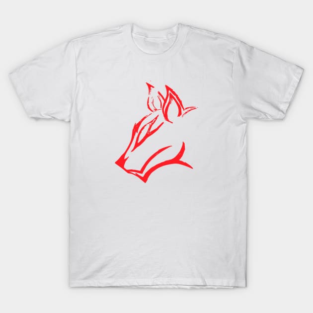 Hand Drawn Wolf - Red T-Shirt by maritox09